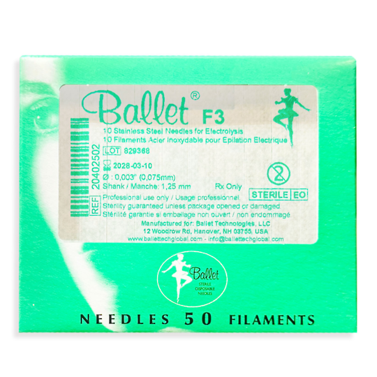 Ballet F3 Stainless Steel Electrolysis Needles - 50pk