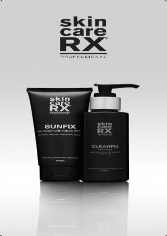 SkincareRX Pull Up Banner on  'X' Stand - Sunfix & Cleanfix