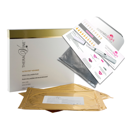 Theravine RETAIL Ultravine Gold Collagen Film Mask 2/pack. With free teeth whitening kit