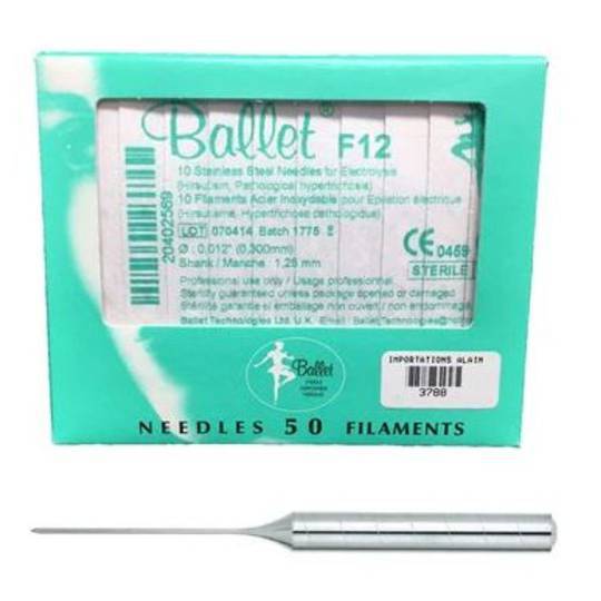 Ballet F12 Stainless Steel Electrolysis Needles - 50pk