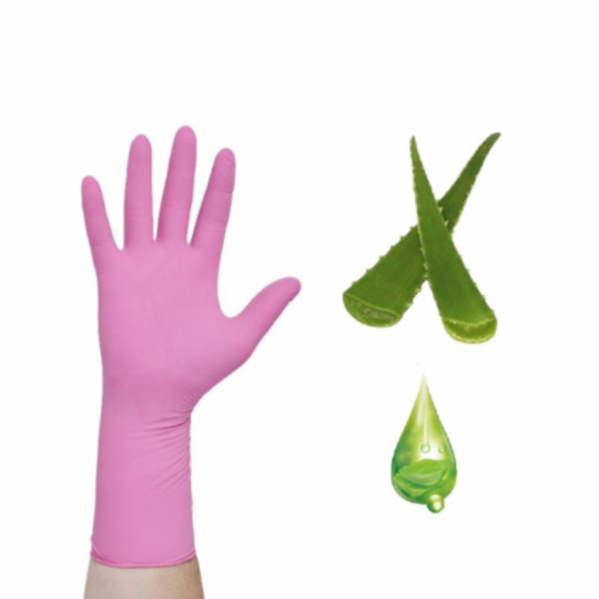 Medical Choice Pink Nitrile Gloves with ALOE - Medium